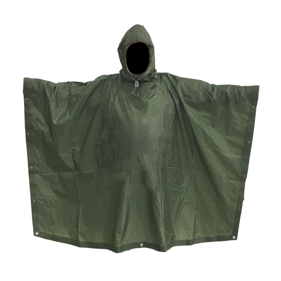 Foliage Green Poncho with Snaps