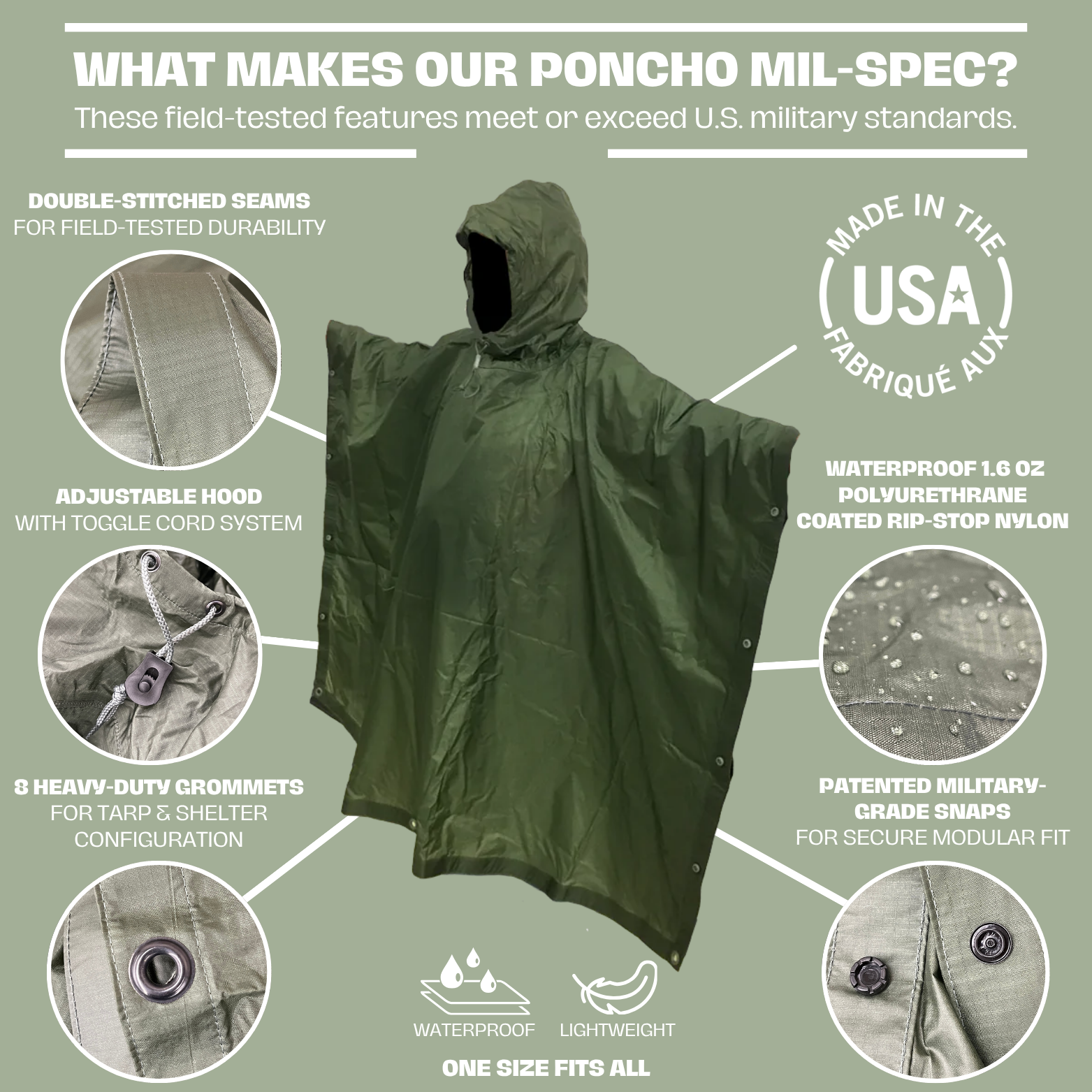 U.S. Military Surplus ACU Poncho New, Size: One size