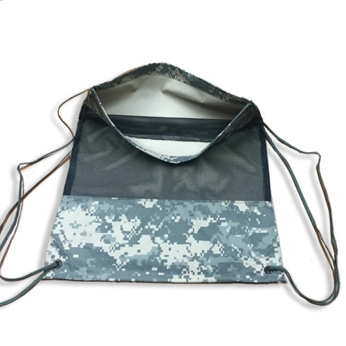 Camo Front Mesh Nylon Drawstring Bag