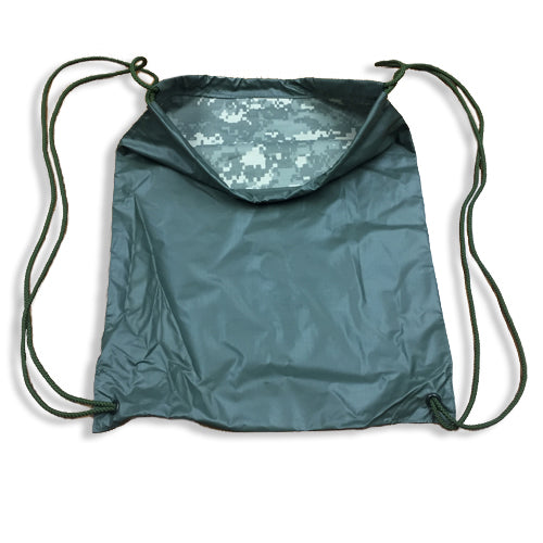 Green & Camo Nylon Drawstring Bag